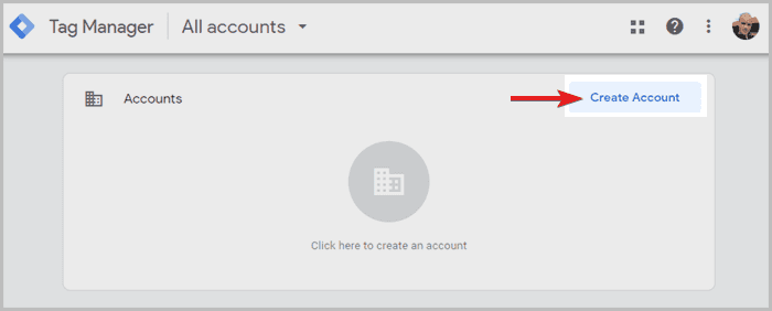 Google Tag Manager create account