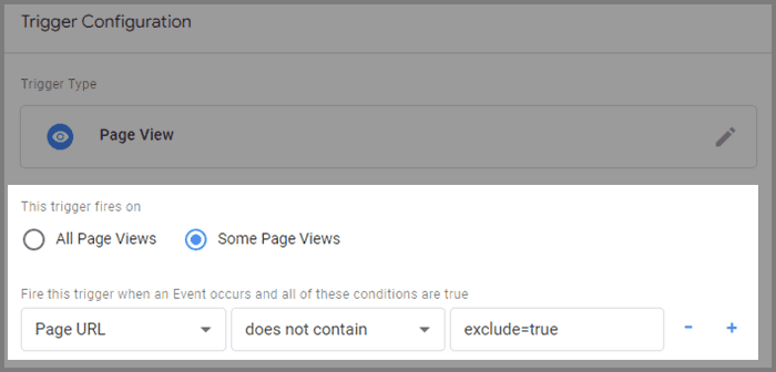 Trigger condition for blocked pageviews