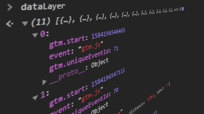 Visualization of the Google Tag Manager Data Layer in the browser console
