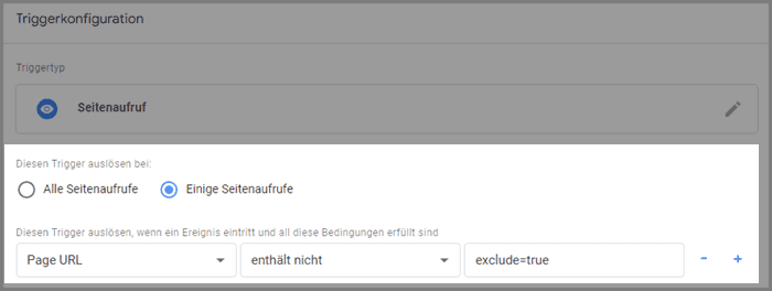 Trigger Kondition für blockierte Pageviews