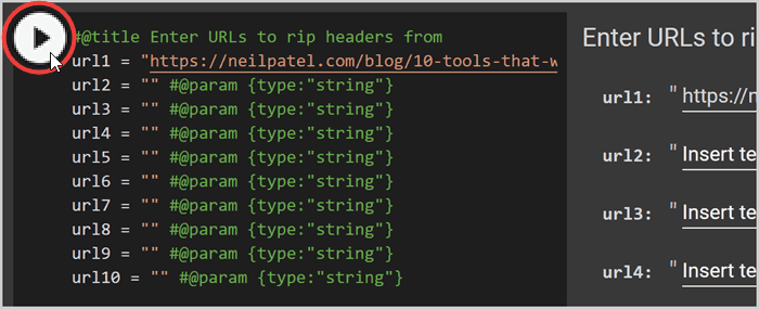 Execute next Python code block in Google Colab