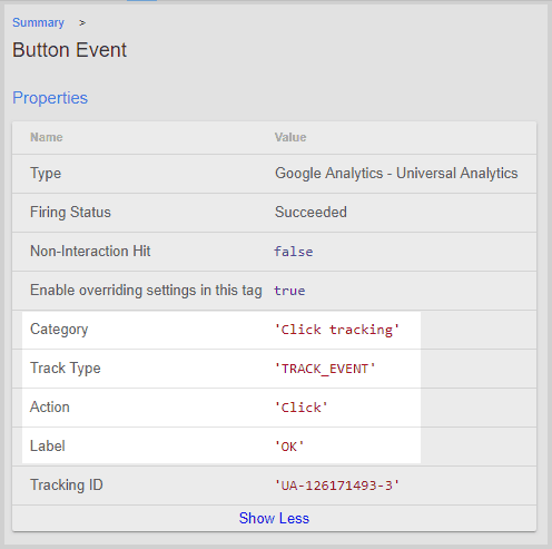 google tag manager debugger event fields