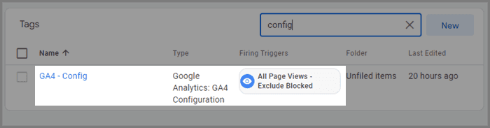 GA4 configuration tag with trigger