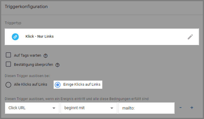 Trigger für Klicks auf Emailadressen